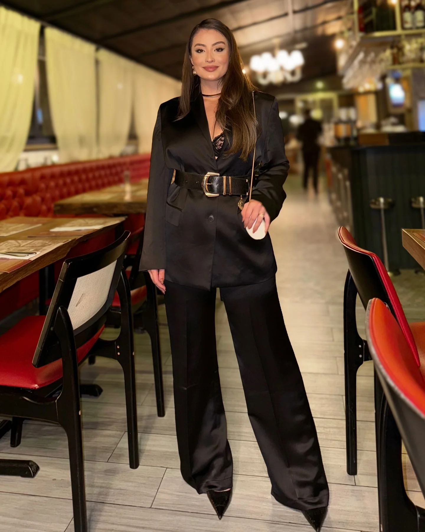 going out outfits fall 2026 Black Belted Suit That Redefines Evening Power Dressing