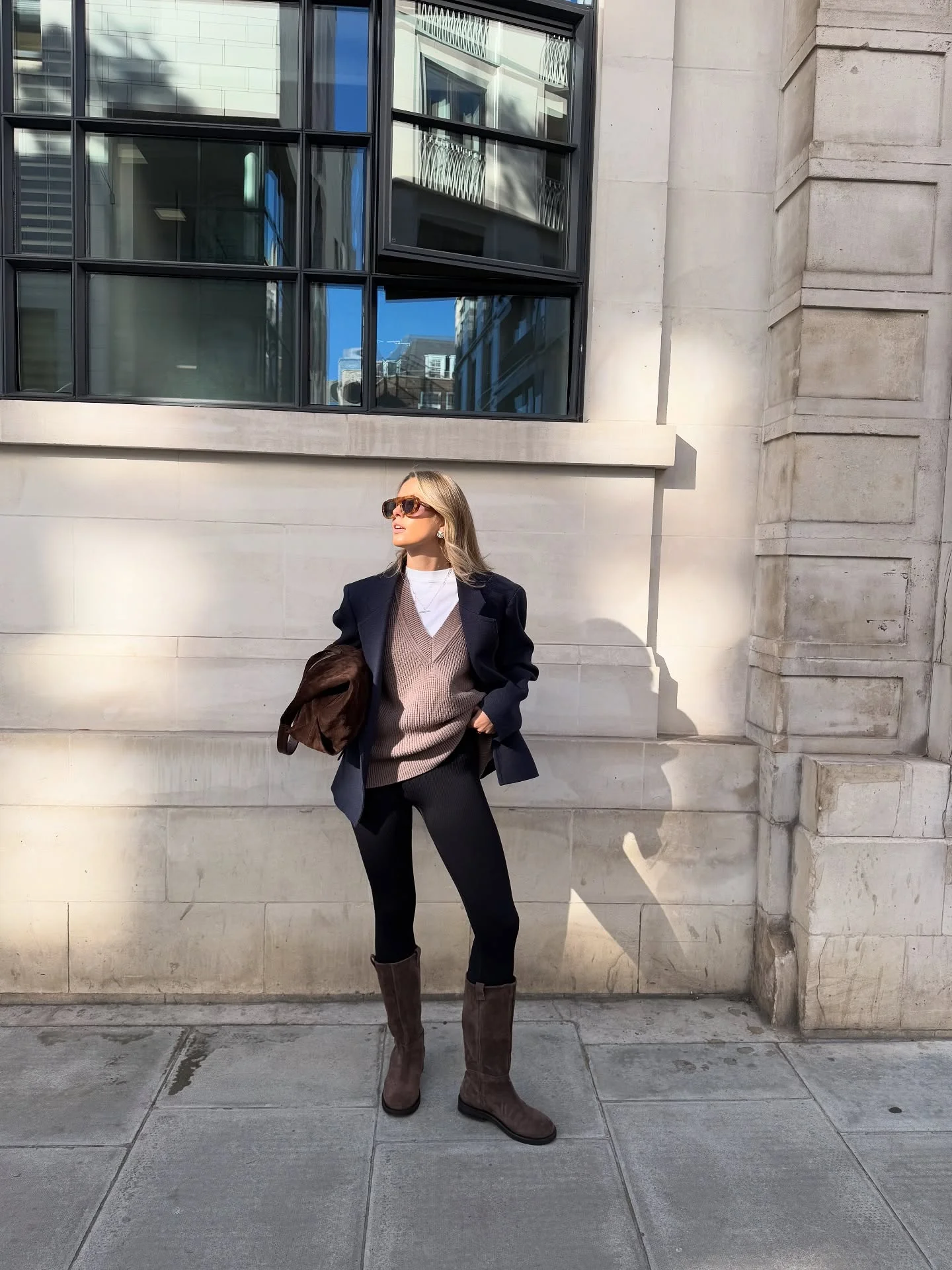 cute comfy fall outfits 2026 Cozy Blazer And Leggings With Tall Boots
