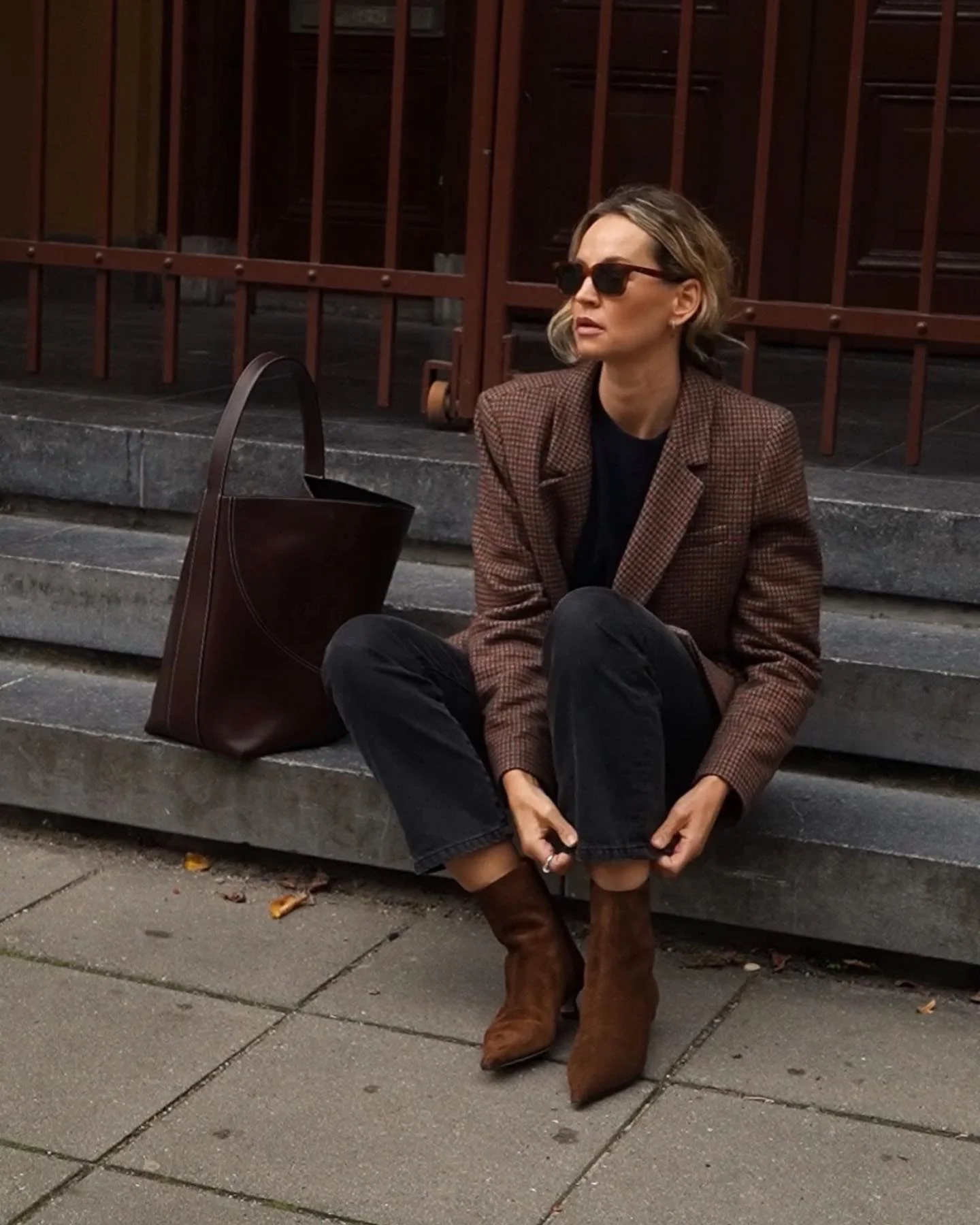 fall outfits with ankle boots 2026 Chocolate Blazer And Dark Denim For Timeless City Style