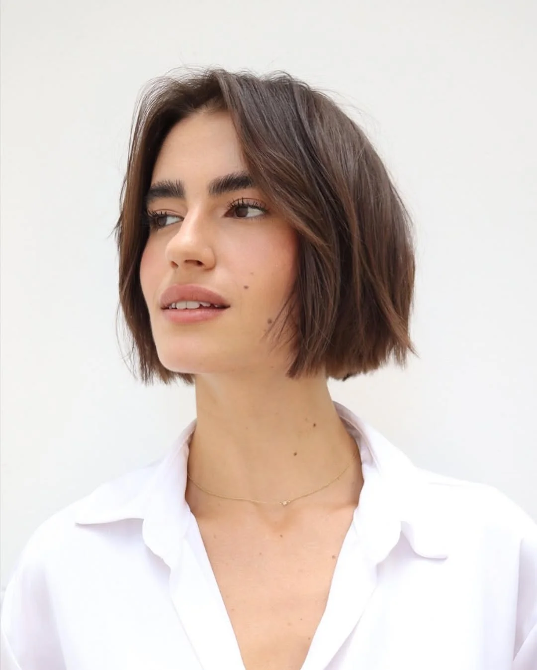 short bobbed hairstyle Soft Textured Bob With Center Part