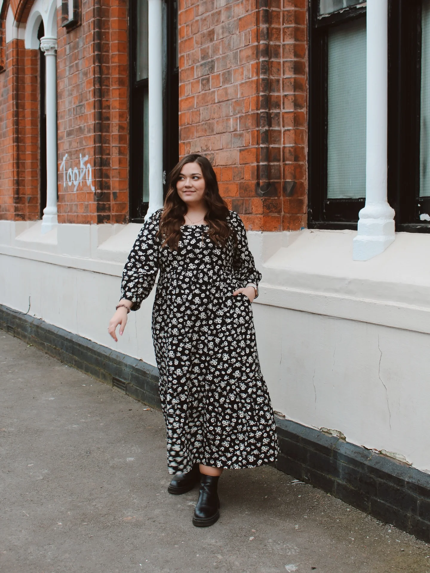 midsize fall fashion outfits 2026 Flowing Floral Maxi Dress With Everyday Autumn Boots