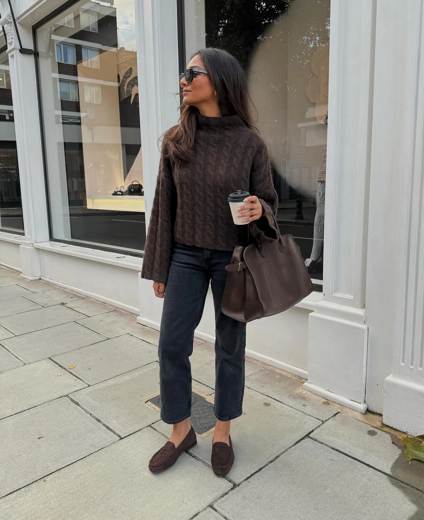 comfy fall outfits for lazy days 2026 Rich Chocolate Knitwear With Dark Denim Essentials