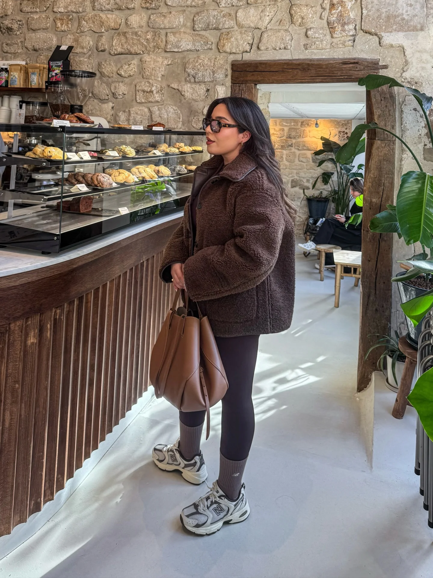 fall comfy outfits 2026 Chocolate Teddy Jacket With Everyday Leggings