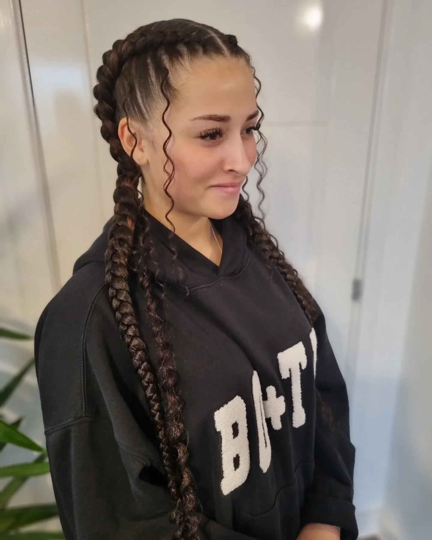 feed in braid hairstyles Classic Two Feed-In Braids With Soft Face-Framing Curls