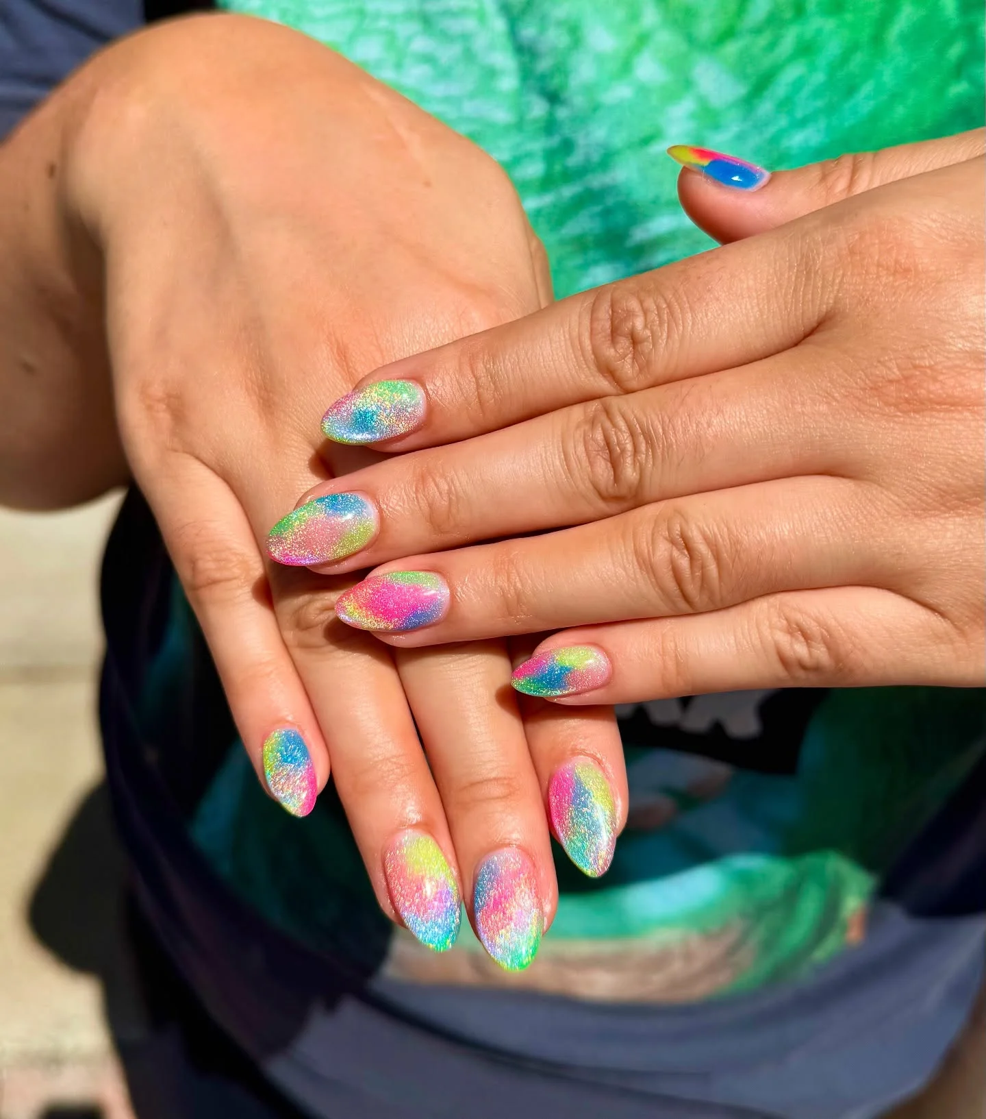 nail designs for august 2026 Rainbow Aura Nails Full Of Summer Energy