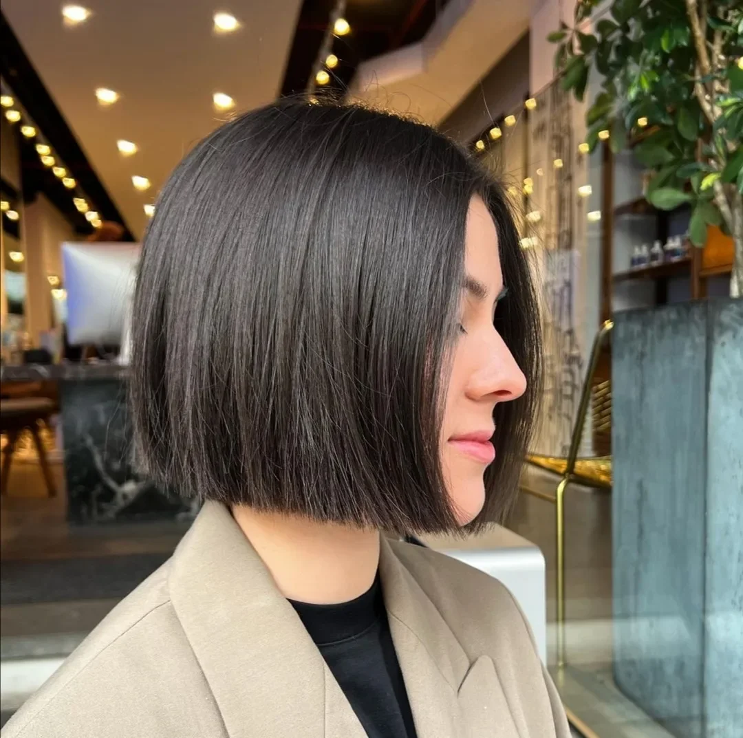 short bobbed hairstyle Sleek Chin-Length Precision Bob