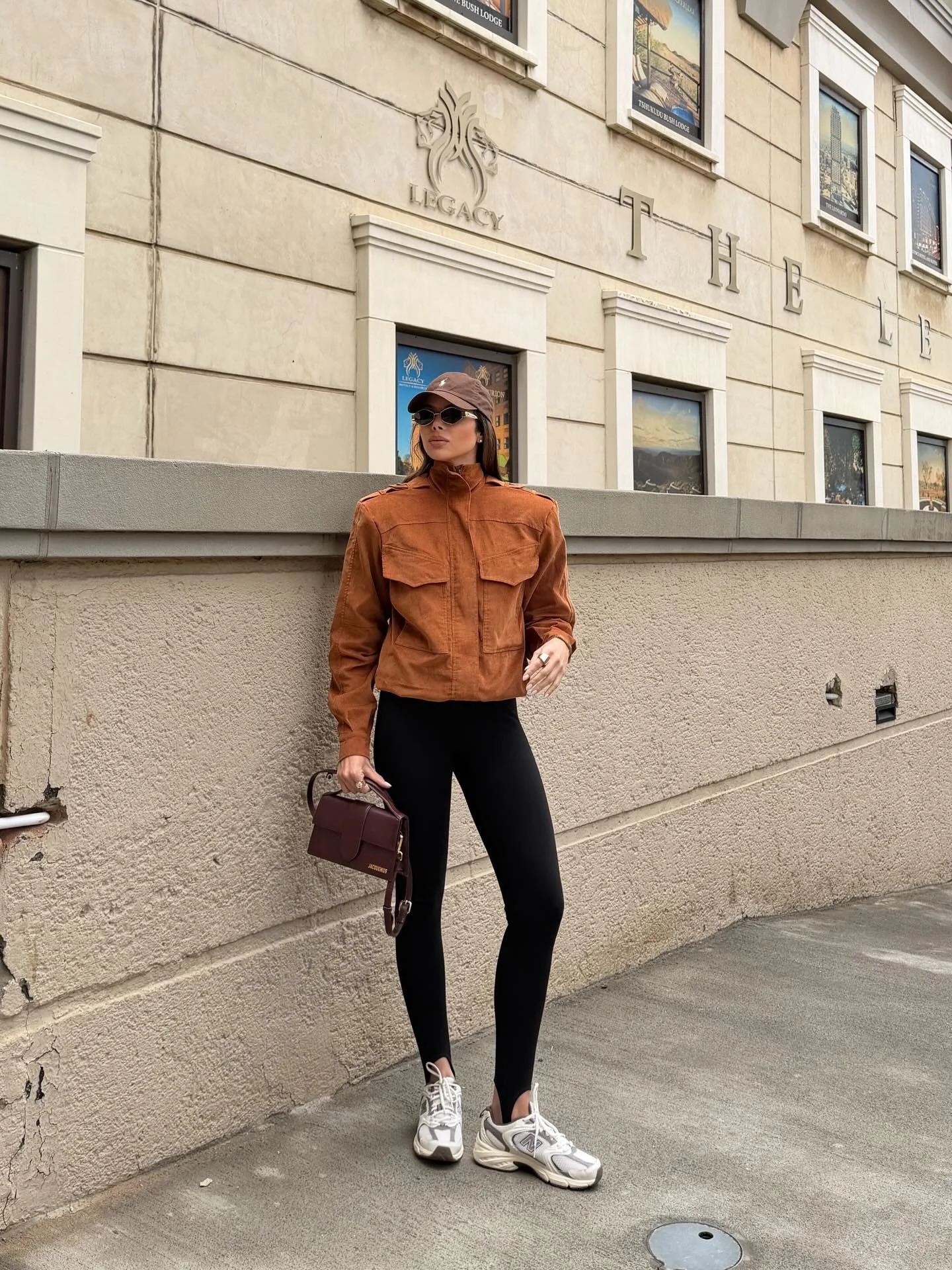 comfy fall outfits for lazy days 2026 Sporty Leggings And Suede Jacket For Everyday Comfort