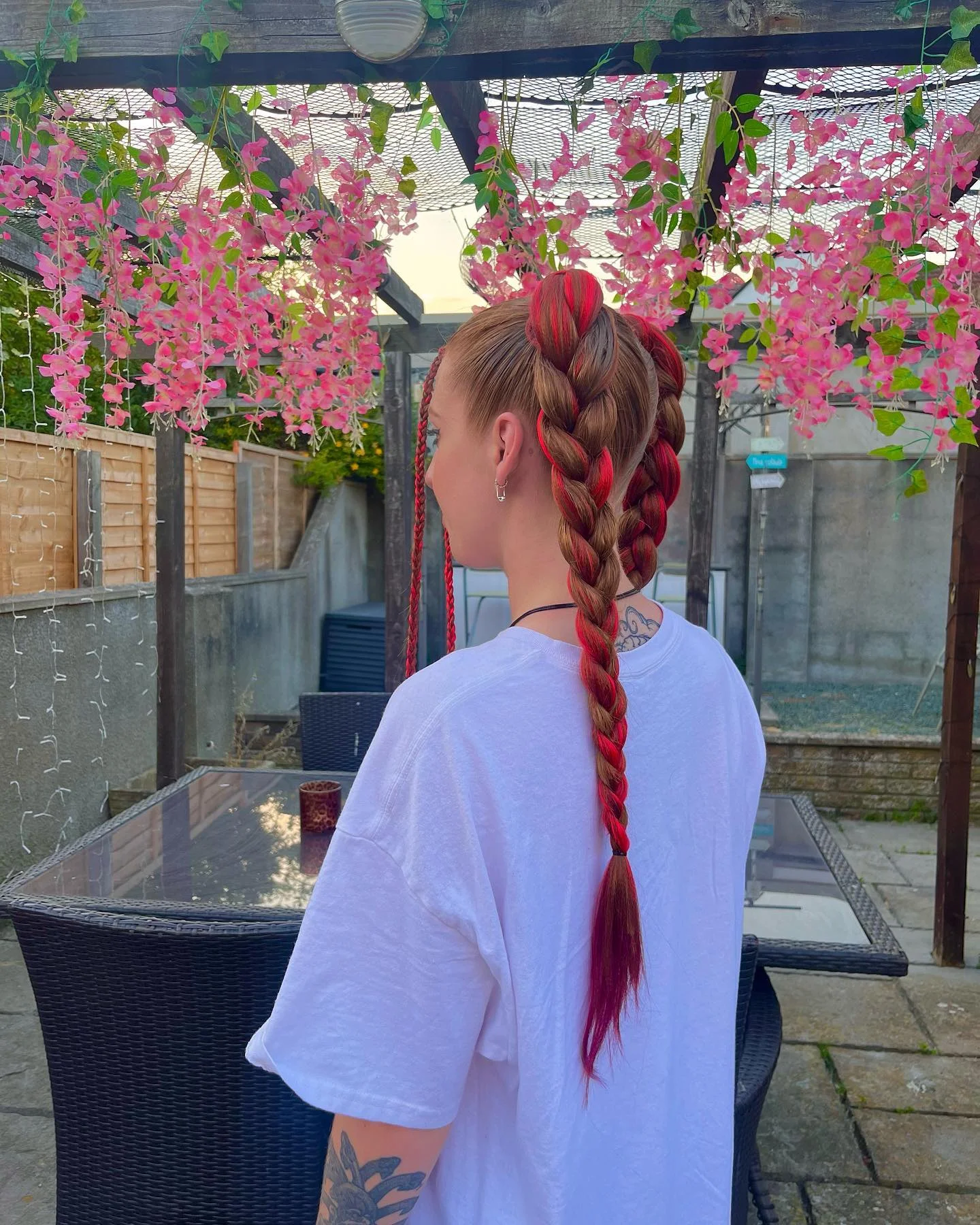 feed in braid hairstyles Bold Red Feed-In Braids With Oversized Statement Plaits