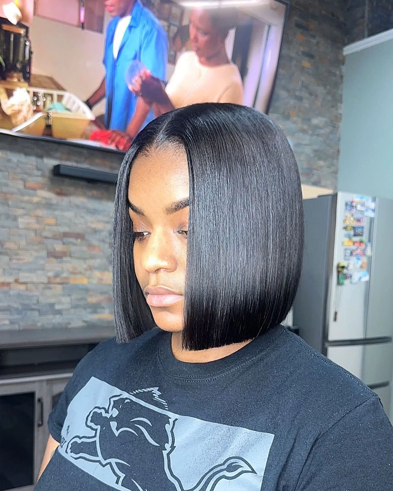 bob hairstyles for black women Ultra Sleek Long Angled Blunt Bob