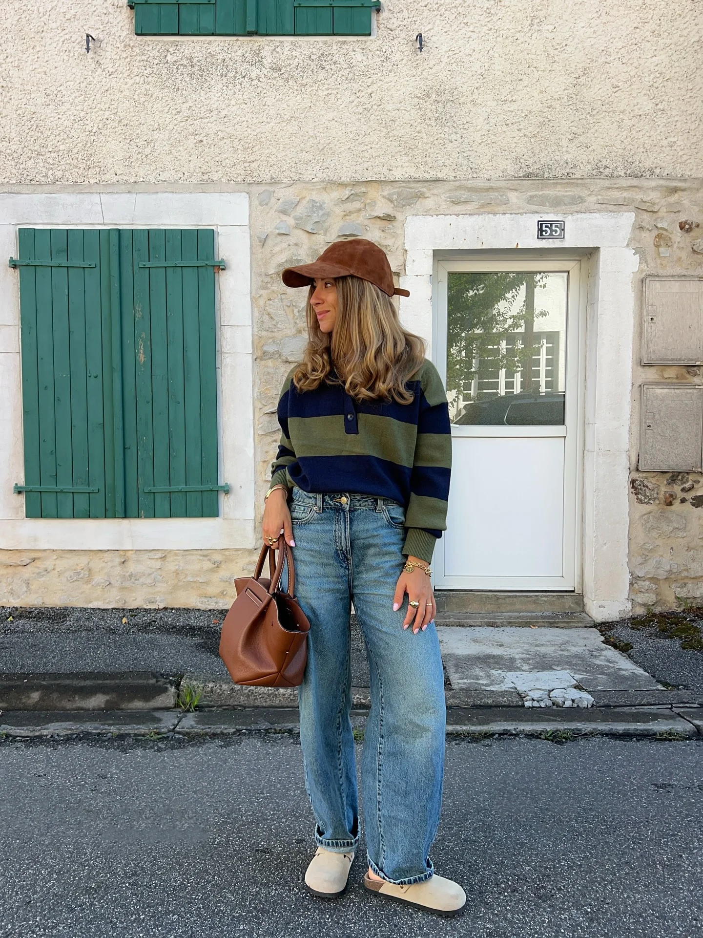 simple casual fall outfits 2026 Striped Rugby Knit With Relaxed Vintage Denim
