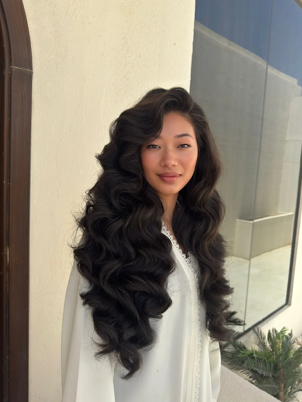 body waves hairstyle Voluminous Glam Body Waves With Deep Side Sweep