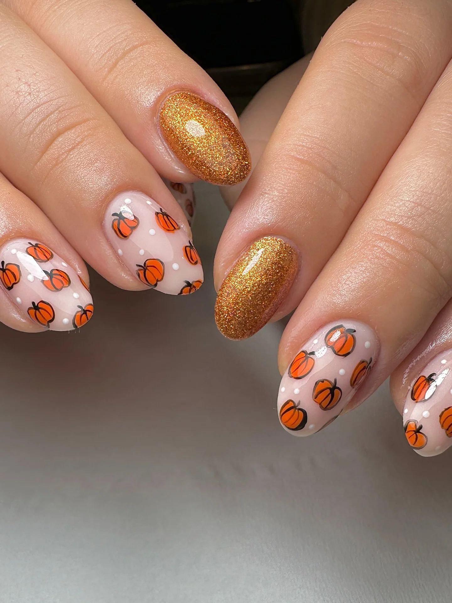 fall nail art 2026 Golden Pumpkin Sparkle For Cozy Autumn Days