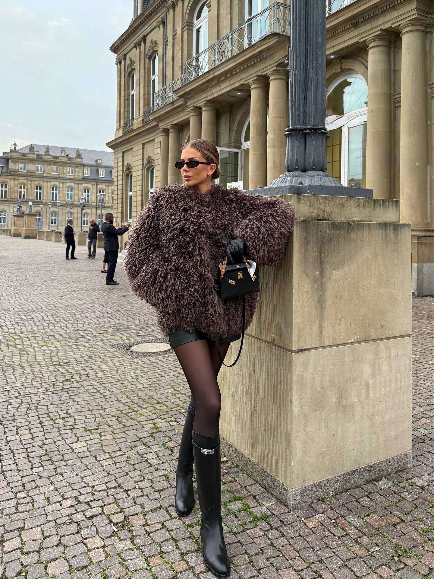 shaggy jacket Elegant City Styling With A Chocolate Shaggy Jacket
