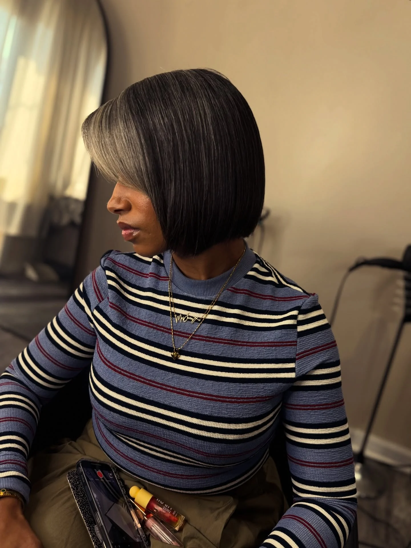 bob hairstyles for black women Silky Side Swept Bob With Dimensional Shine