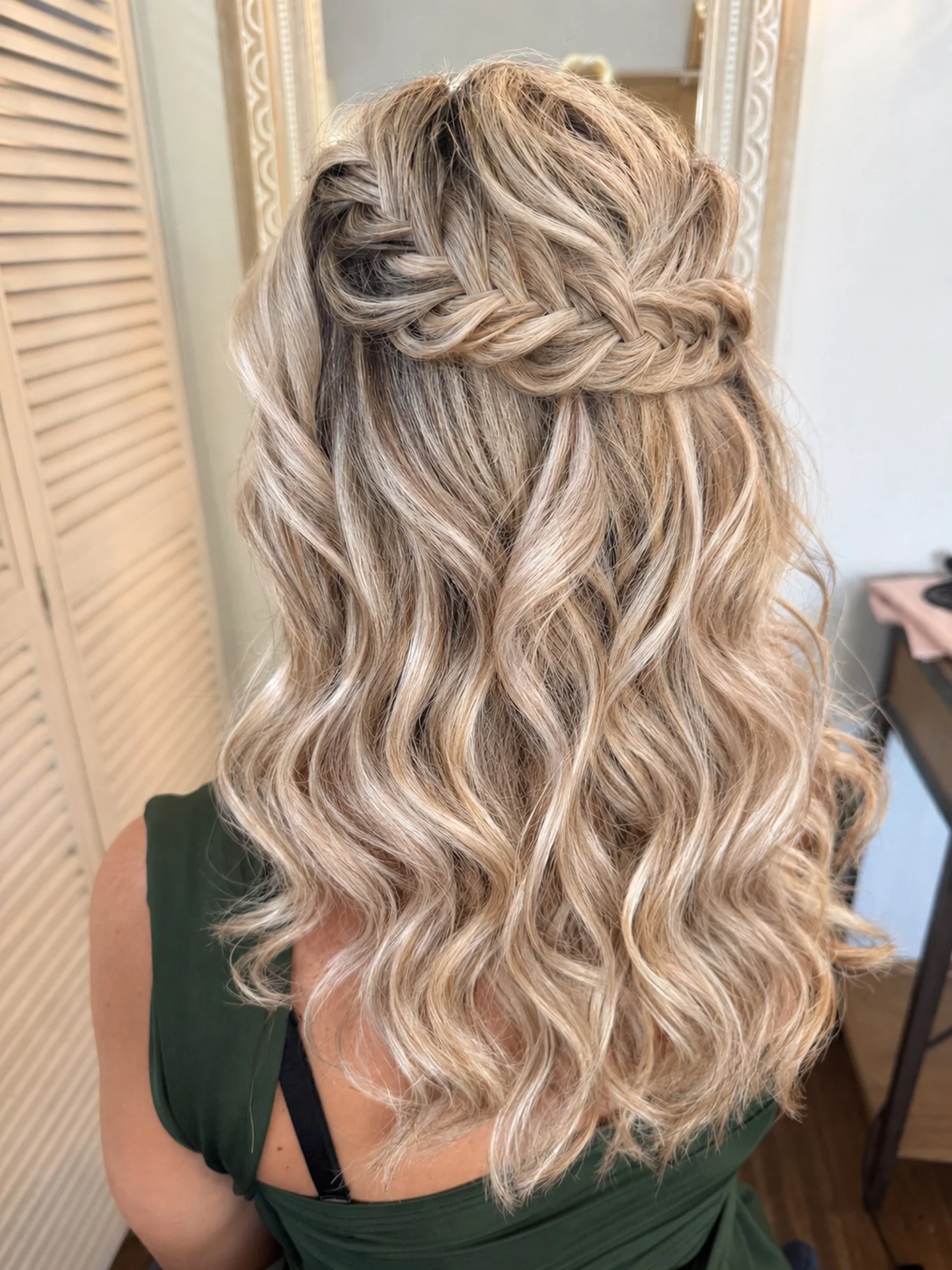 heatless curls hairstyle Romantic Braided Crown With Soft Blonde Waves