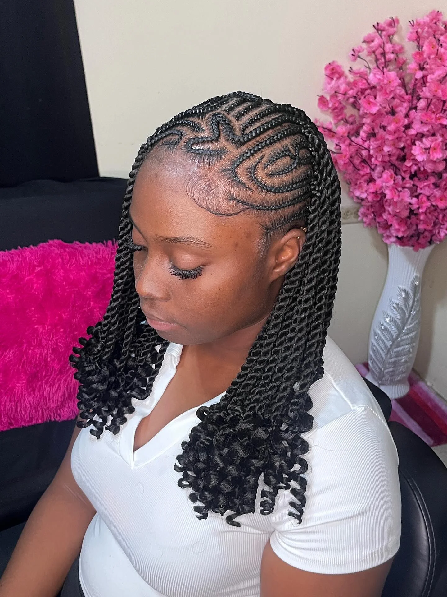lemonade braid hairstyle Shoulder-Length Rope Twist Lemonade Braids With Heart Details