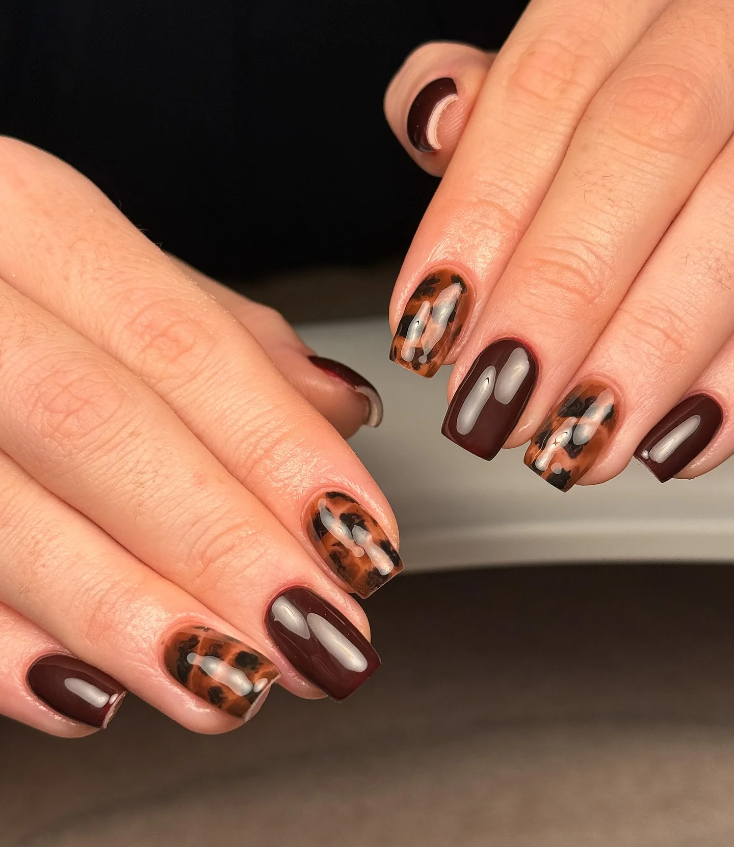september nail designs 2026 Rich Espresso And Tortoiseshell Statement Nails