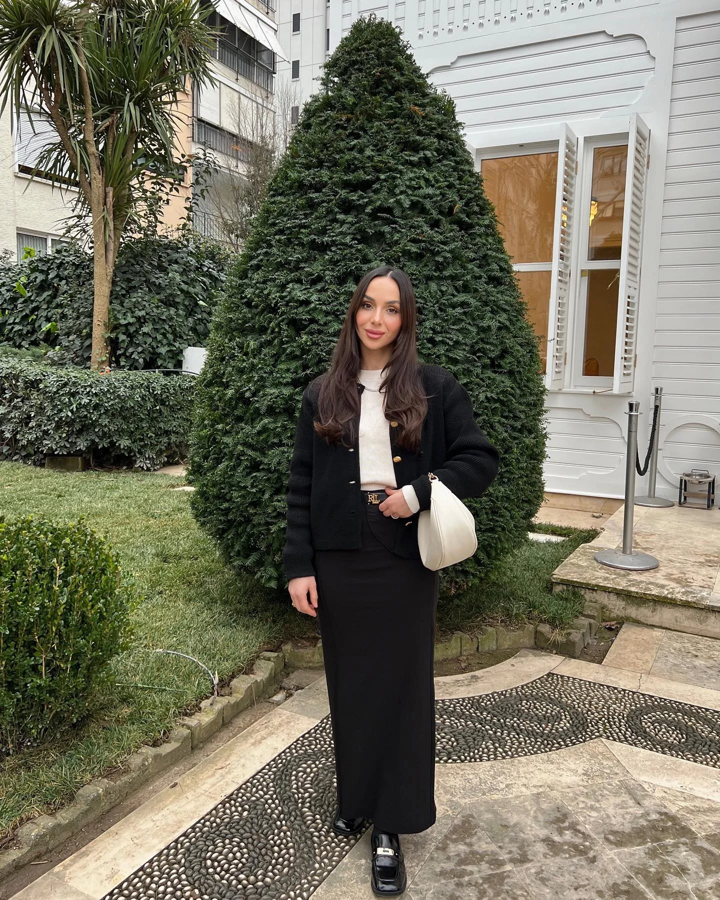 womens modest fall outfits 2026 Classic Black Knit Set With Fresh Cream Accents