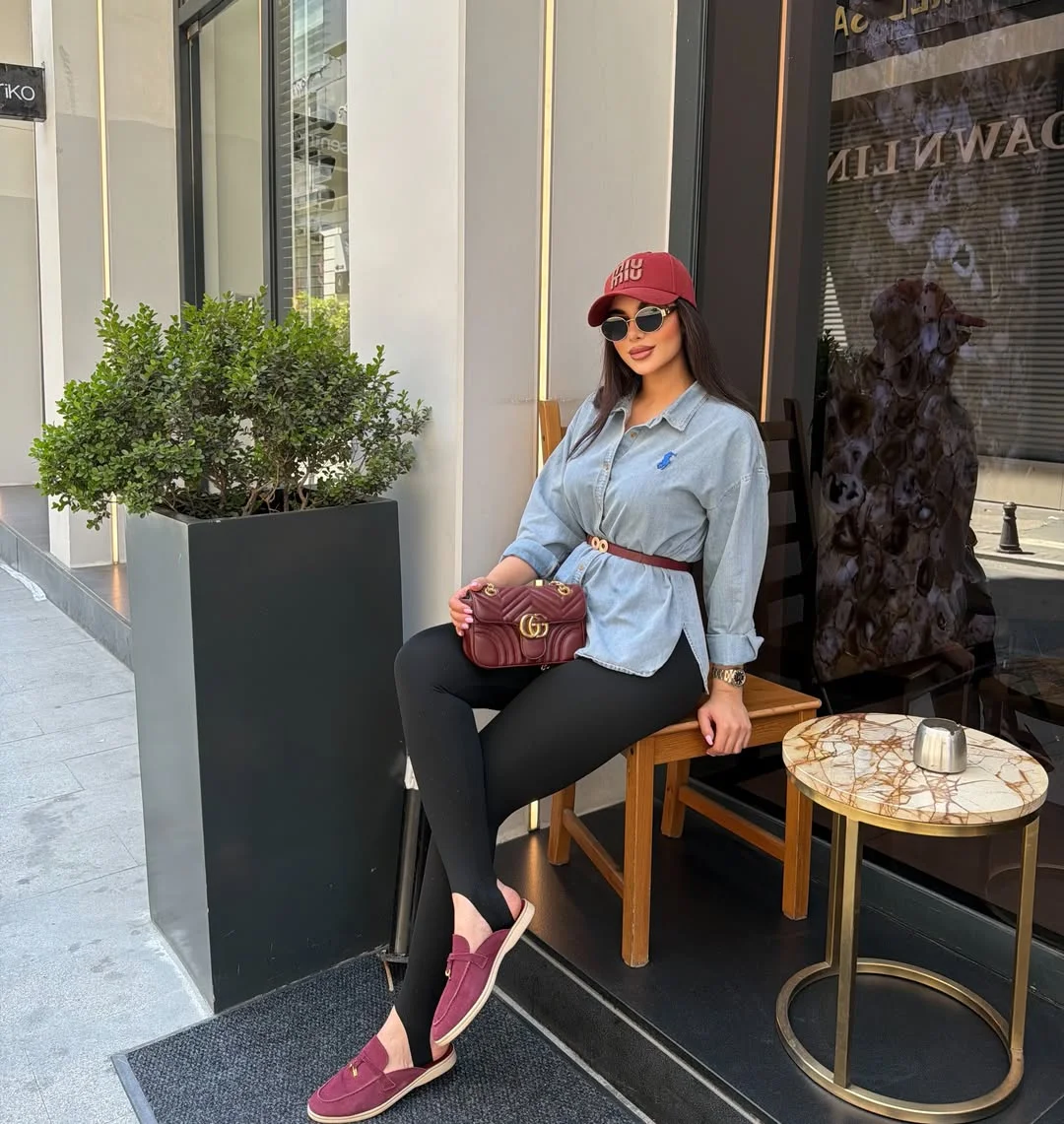 comfy fall outfits for lazy days 2026 Denim Shirt And Leggings For Easy Weekend Comfort
