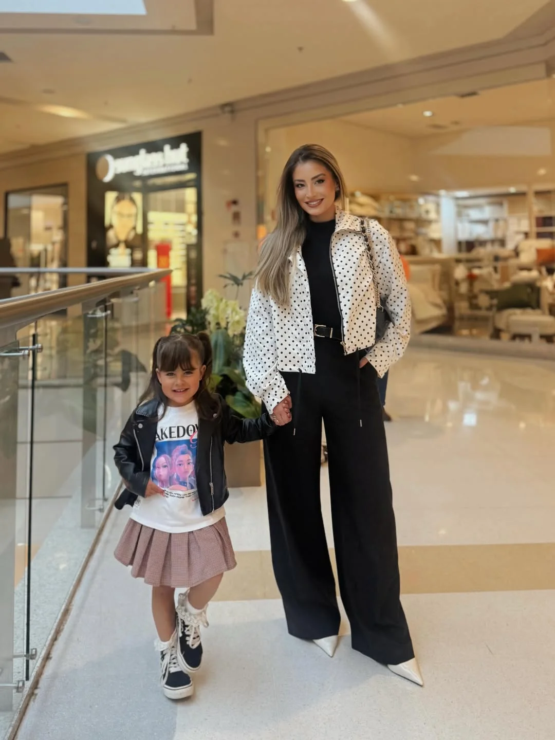 comfy mom outfits fall aesthetic 2026 Polka Dot Layers With Tailored Black Trousers