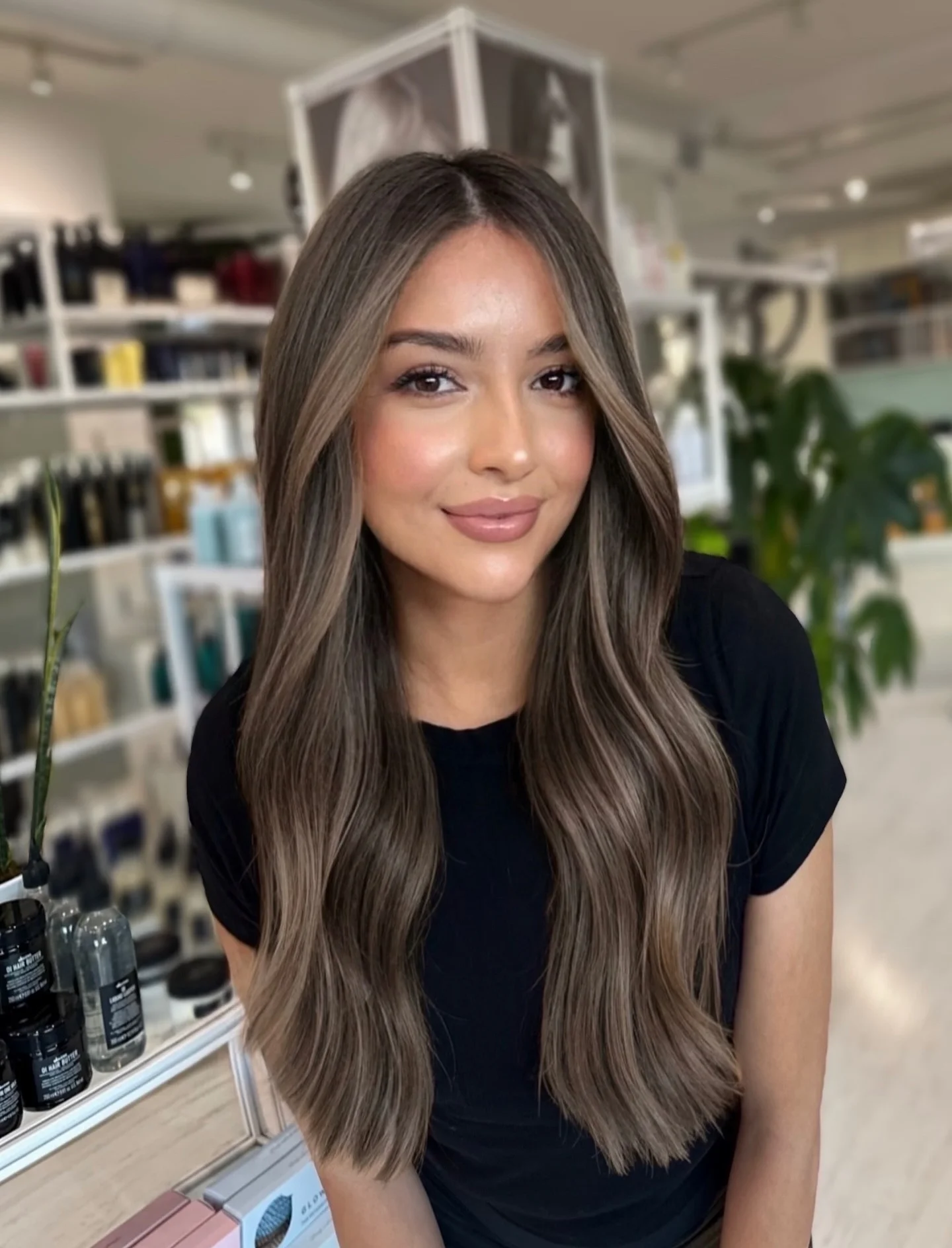 dimensional brunette hair color Silky Ash Brunette With Blended Face Highlights