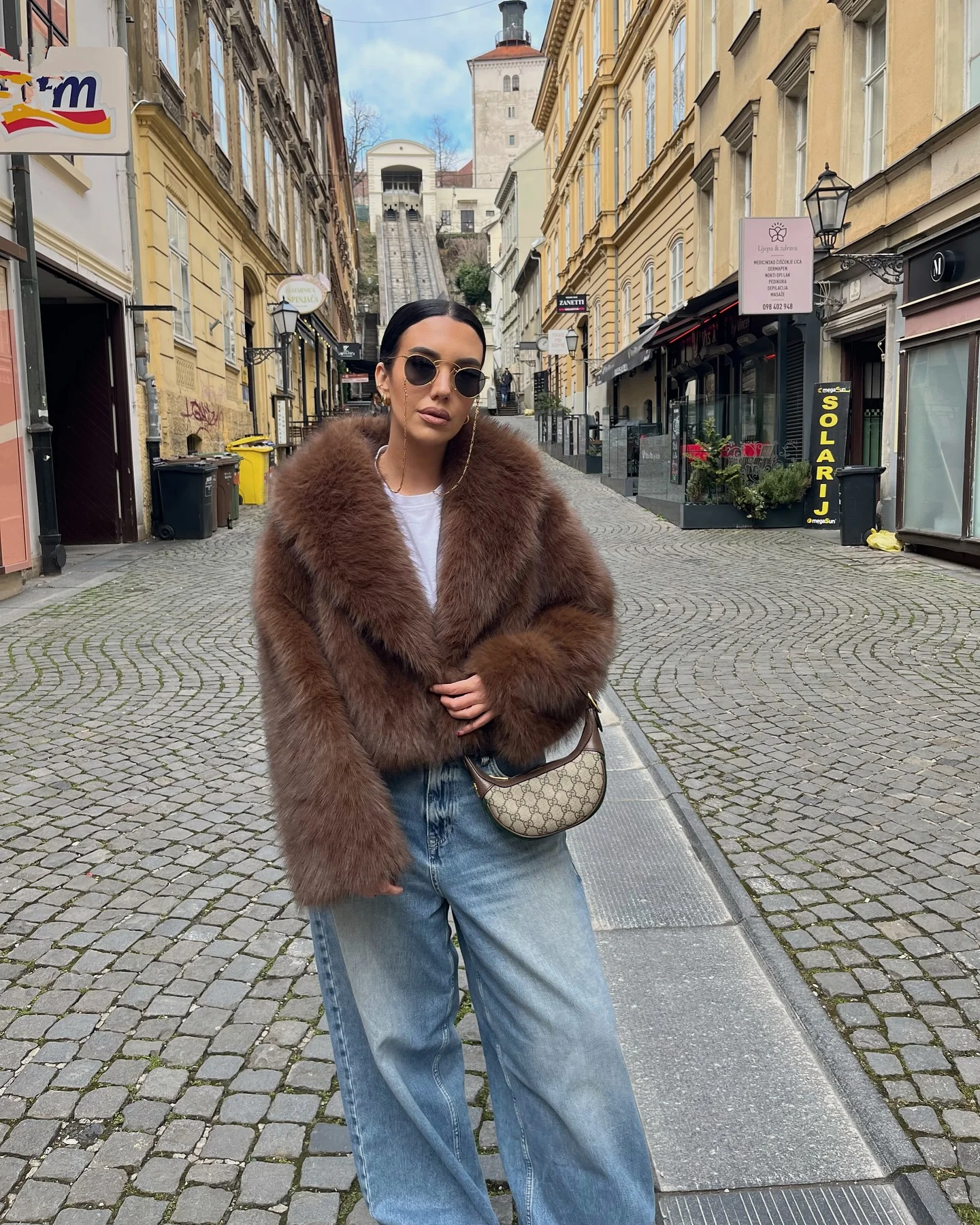 faux fur jacket Classic Brown Faux Fur With Relaxed Everyday Denim