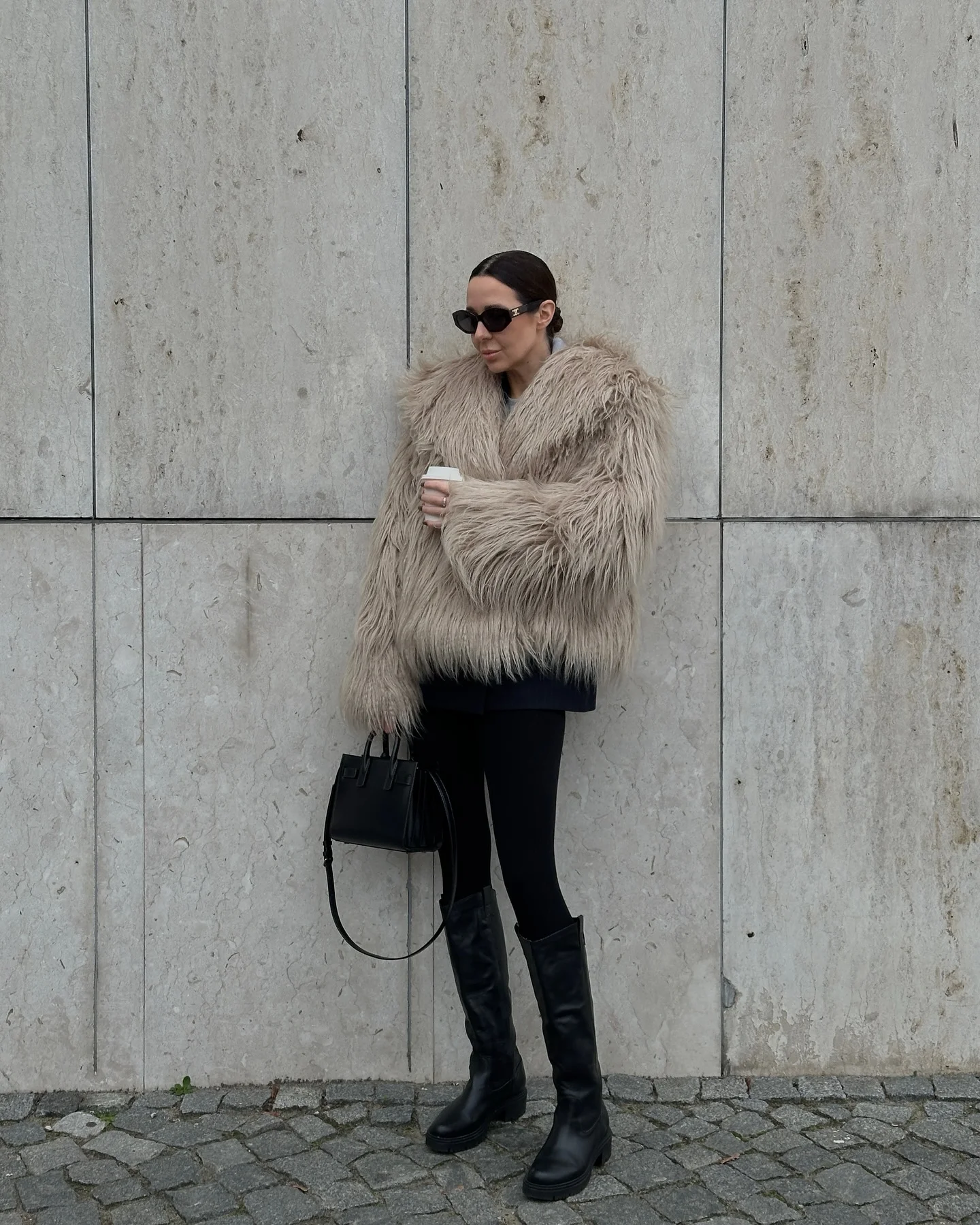 shaggy jacket Minimalist Contrast With A Soft White Shaggy Jacket