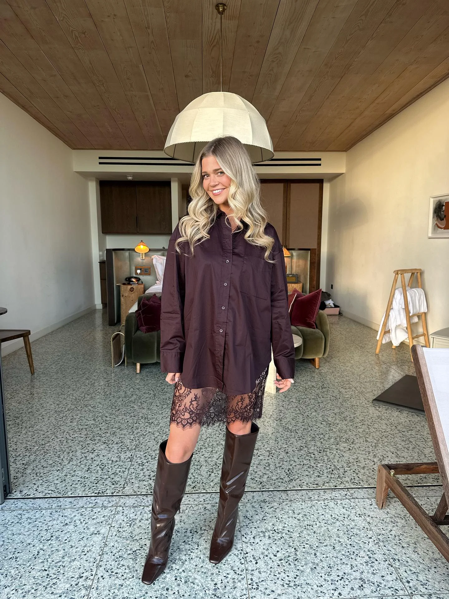 fall date night outfits for women 2026 Relaxed Shirt Dress With Tall Boots For Modern Romance