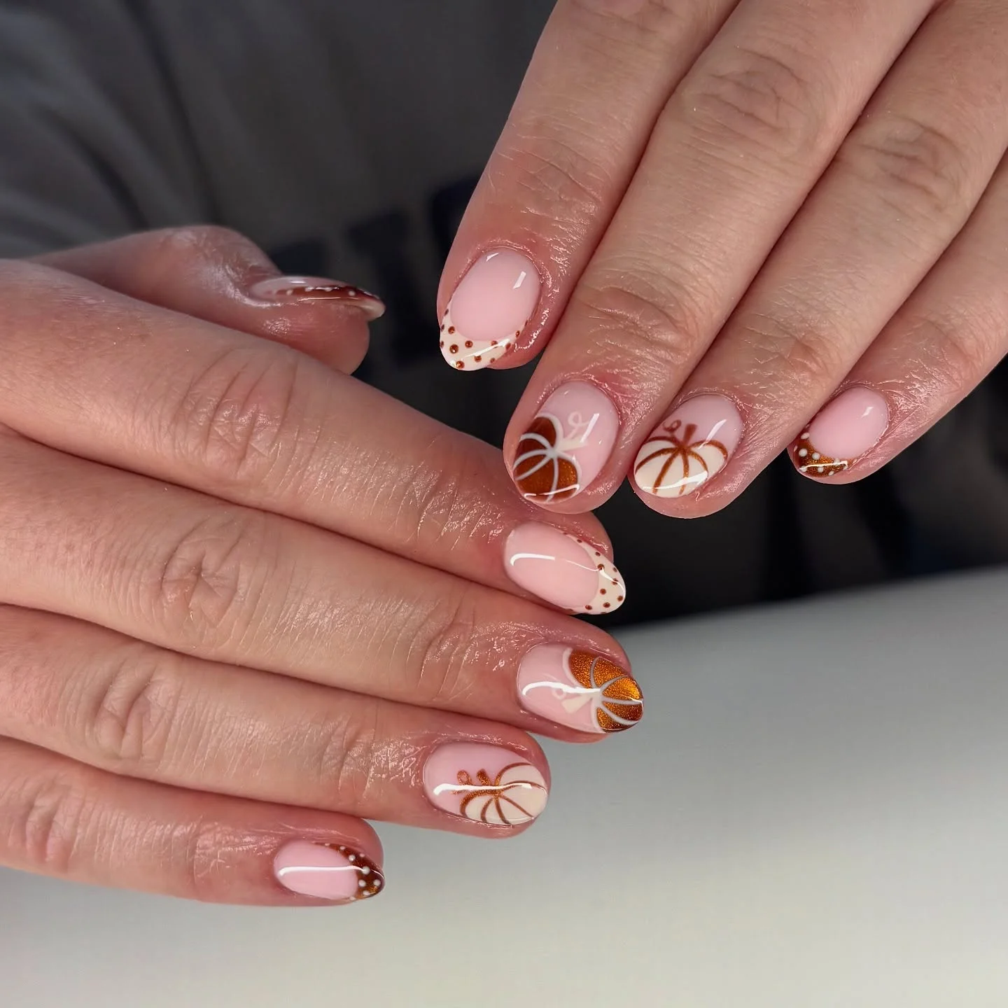 fall manicure 2026 Modern Pumpkin French Tips With Minimal Autumn Charm