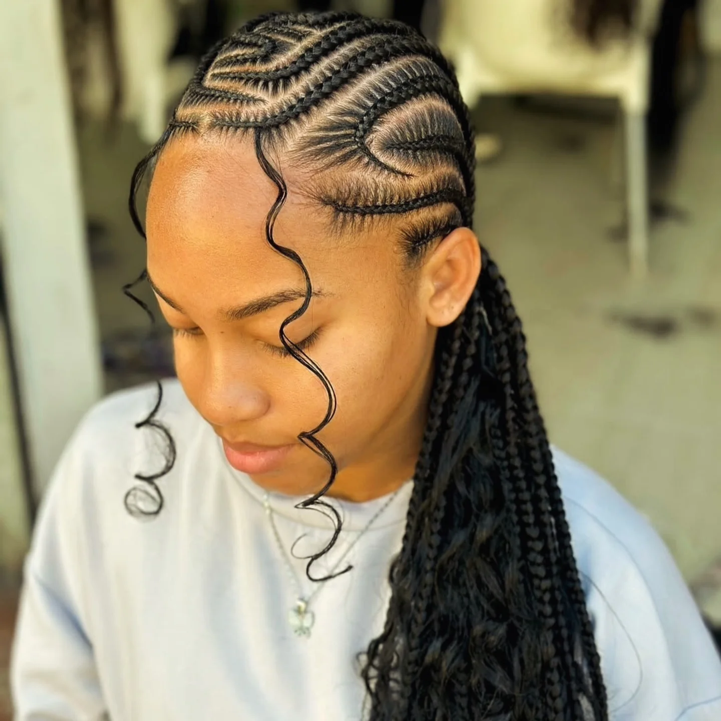lemonade braid hairstyle Soft Curled Accent Lemonade Braids With Romantic Detail