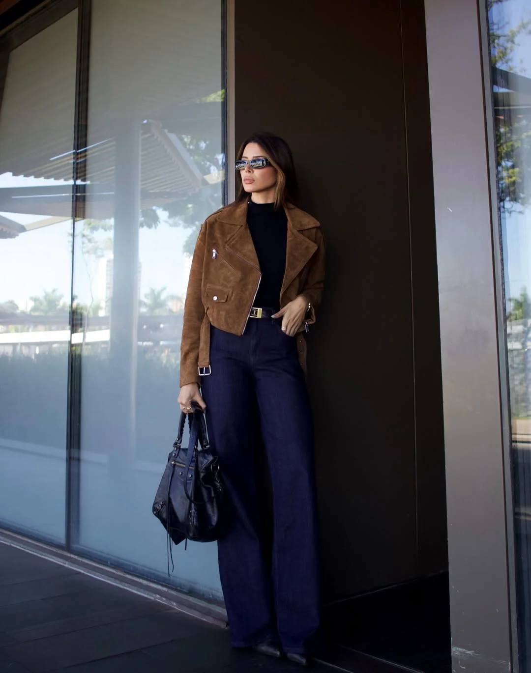 simple casual fall outfits 2026 Rich Suede Jacket And Dark Denim For Elevated Everyday Style