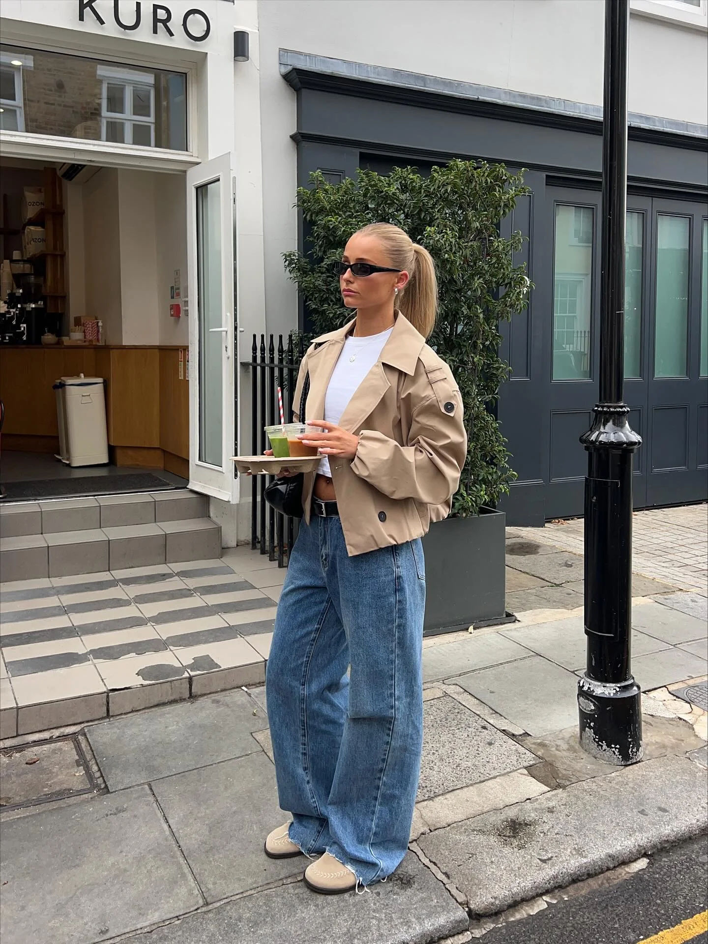 cute comfy fall outfits 2026 Cropped Trench Jacket With Relaxed Everyday Denim