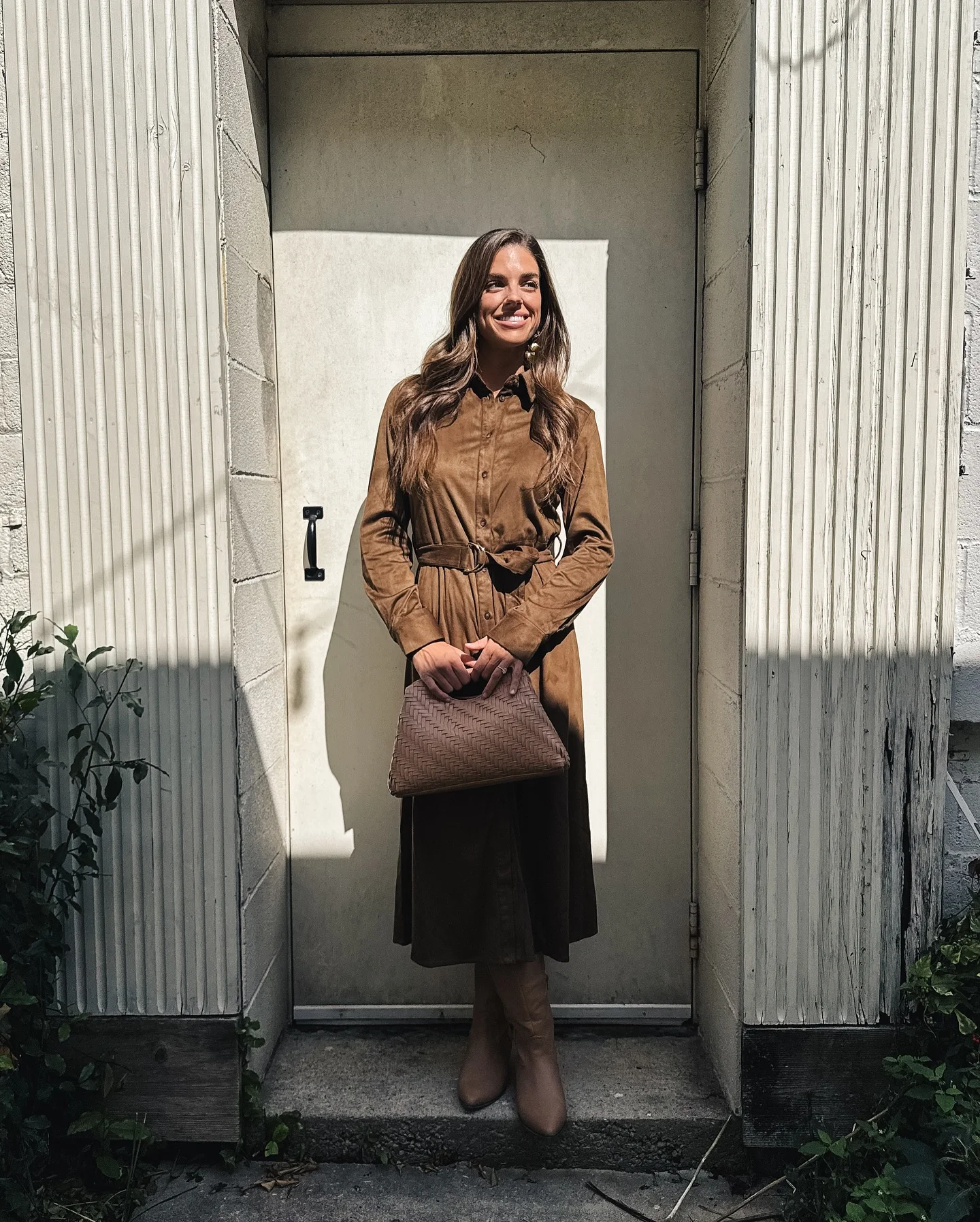 fall date night outfits for women 2026 Belted Suede Dress For A Timeless Autumn Dinner Look