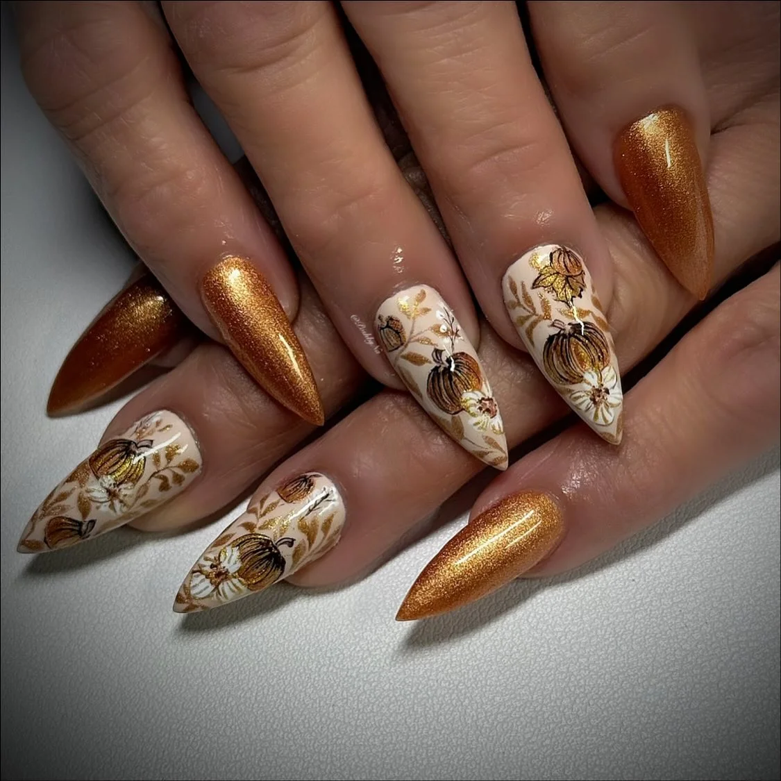 fall manicure 2026 Golden Pumpkin Botanical Glamour