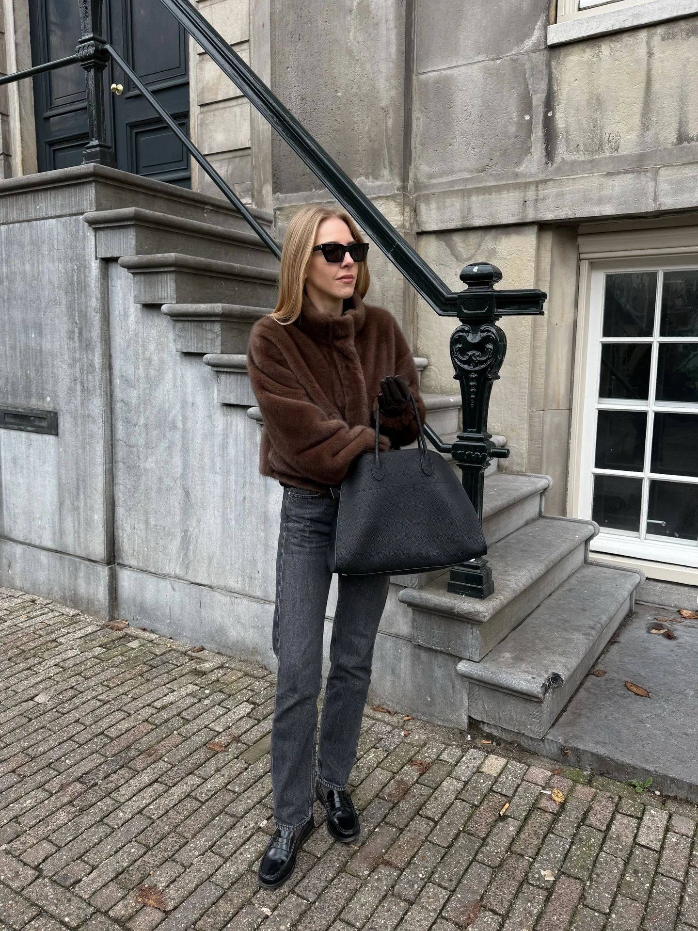 faux fur jacket Minimal Chocolate Faux Fur With Monochrome Basics