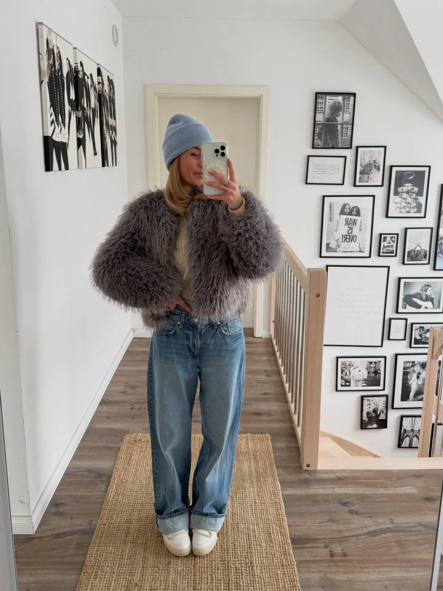 shaggy jacket Weekend Denim With A Cropped Grey Shaggy Jacket