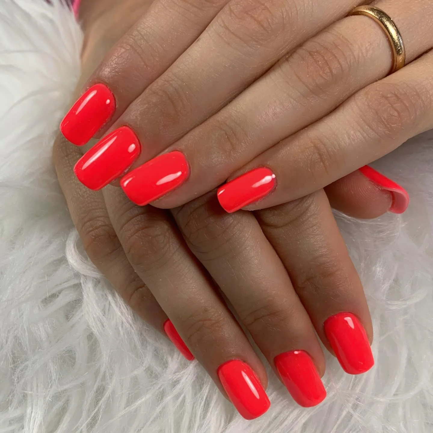 best nail colors for august 2026 Vibrant Coral Square Nails For The Last Summer Weekend