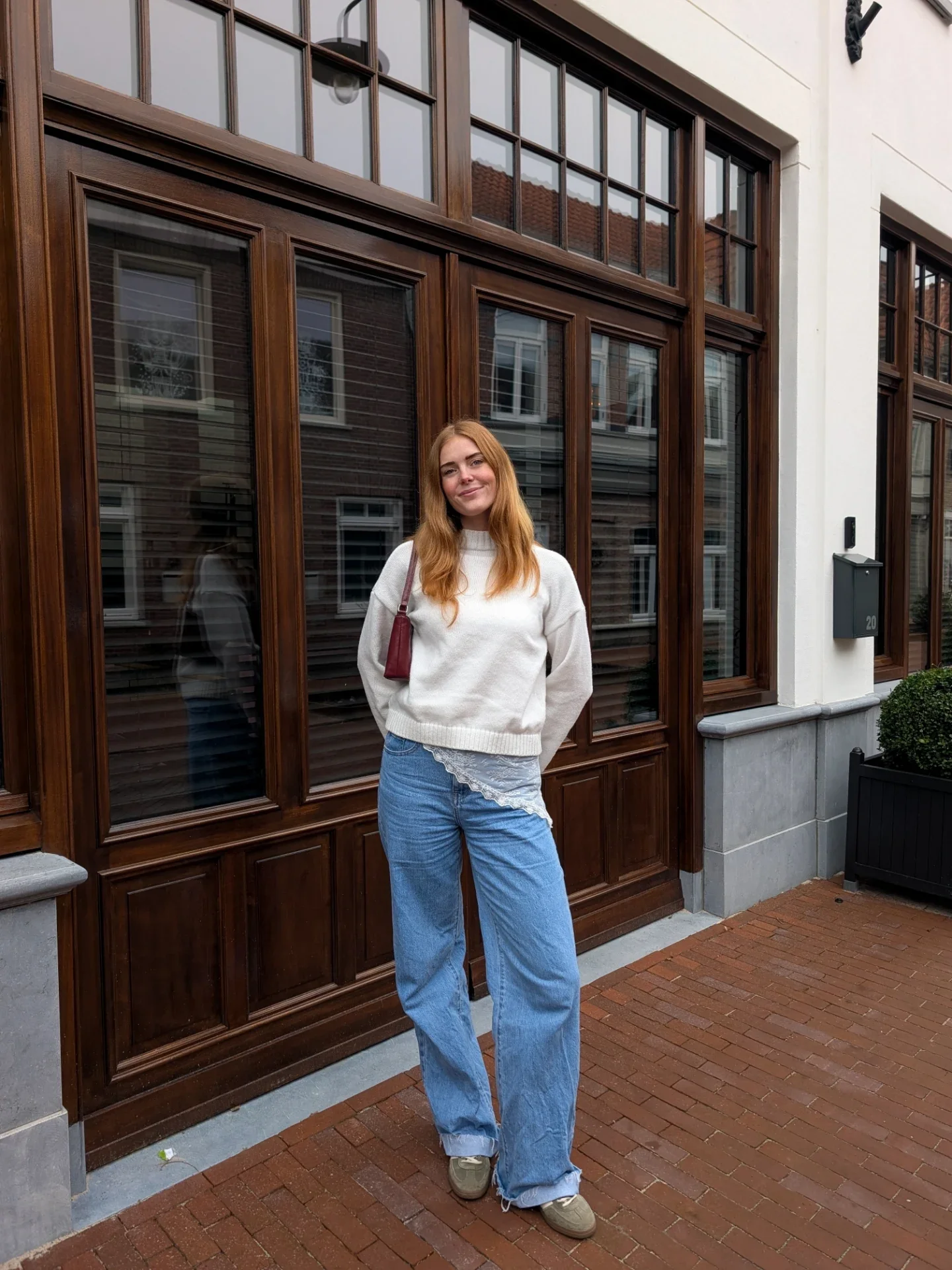 lace layering fall outfit 2026 Casual Sweater And Denim With Everyday Lace Styling