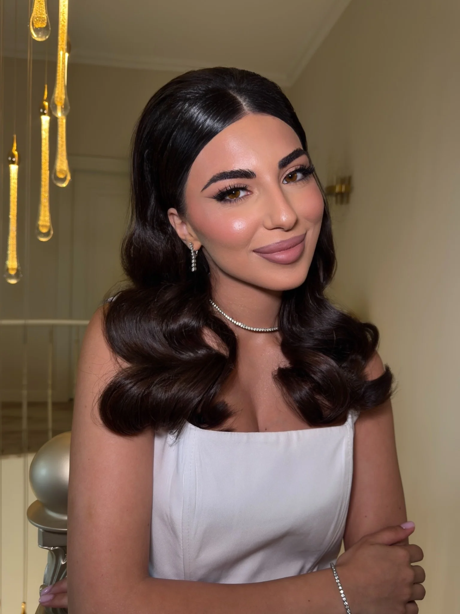 body waves hairstyle Vintage Glamour Body Waves With Center Part