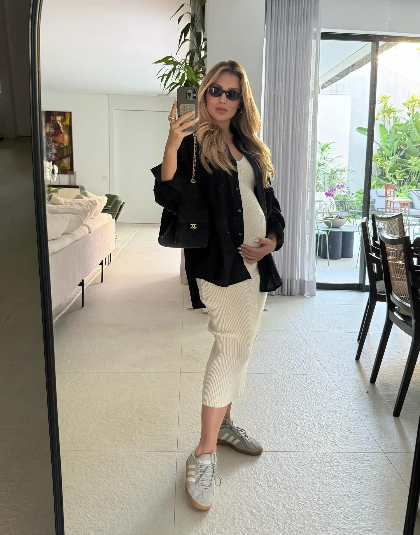 comfy pregnancy outfits for fall 2026 Soft Ribbed Dress And Relaxed Shirt For Everyday Comfort
