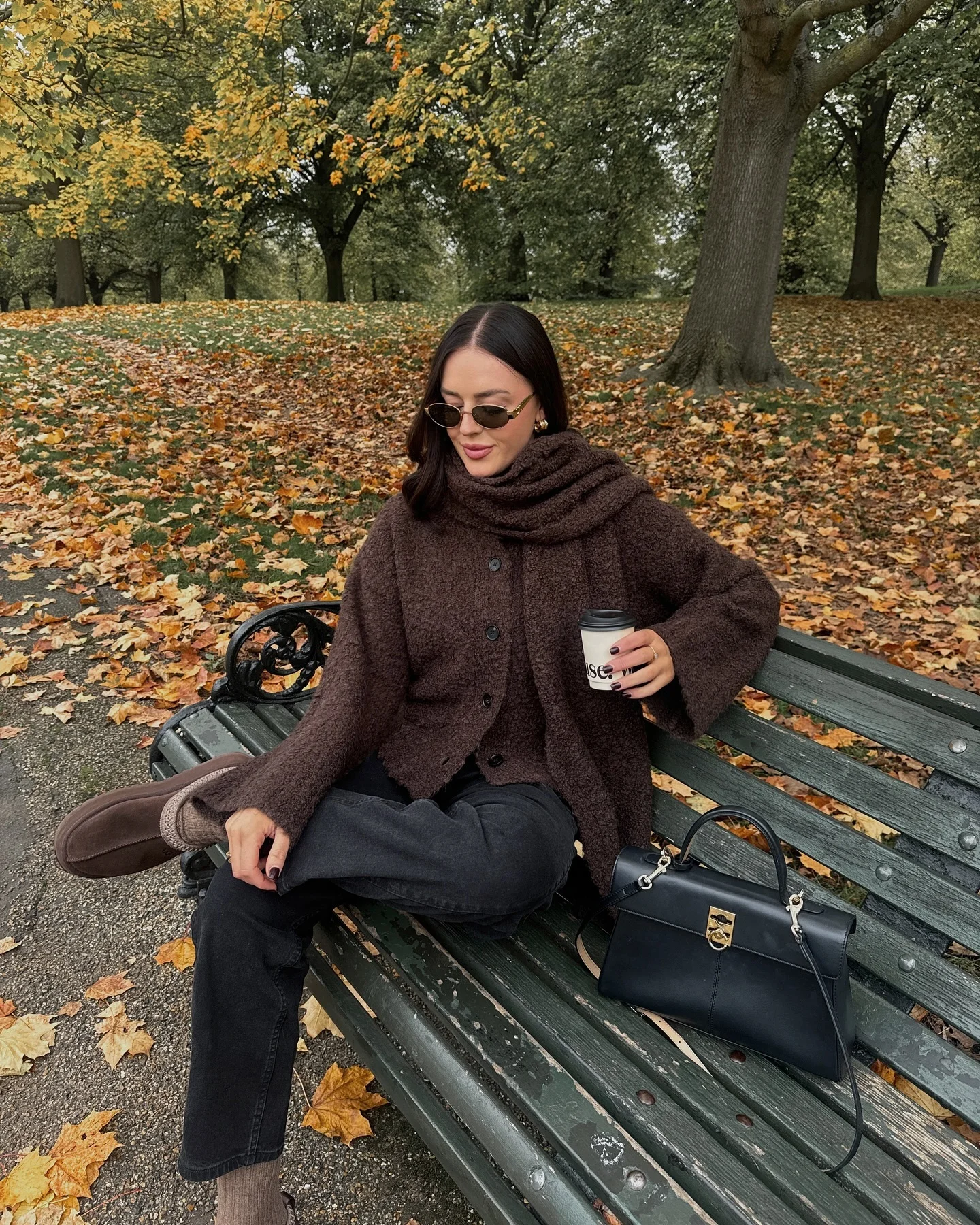 cute comfy fall outfits 2026 Chocolate Texture Meets Weekend Comfort