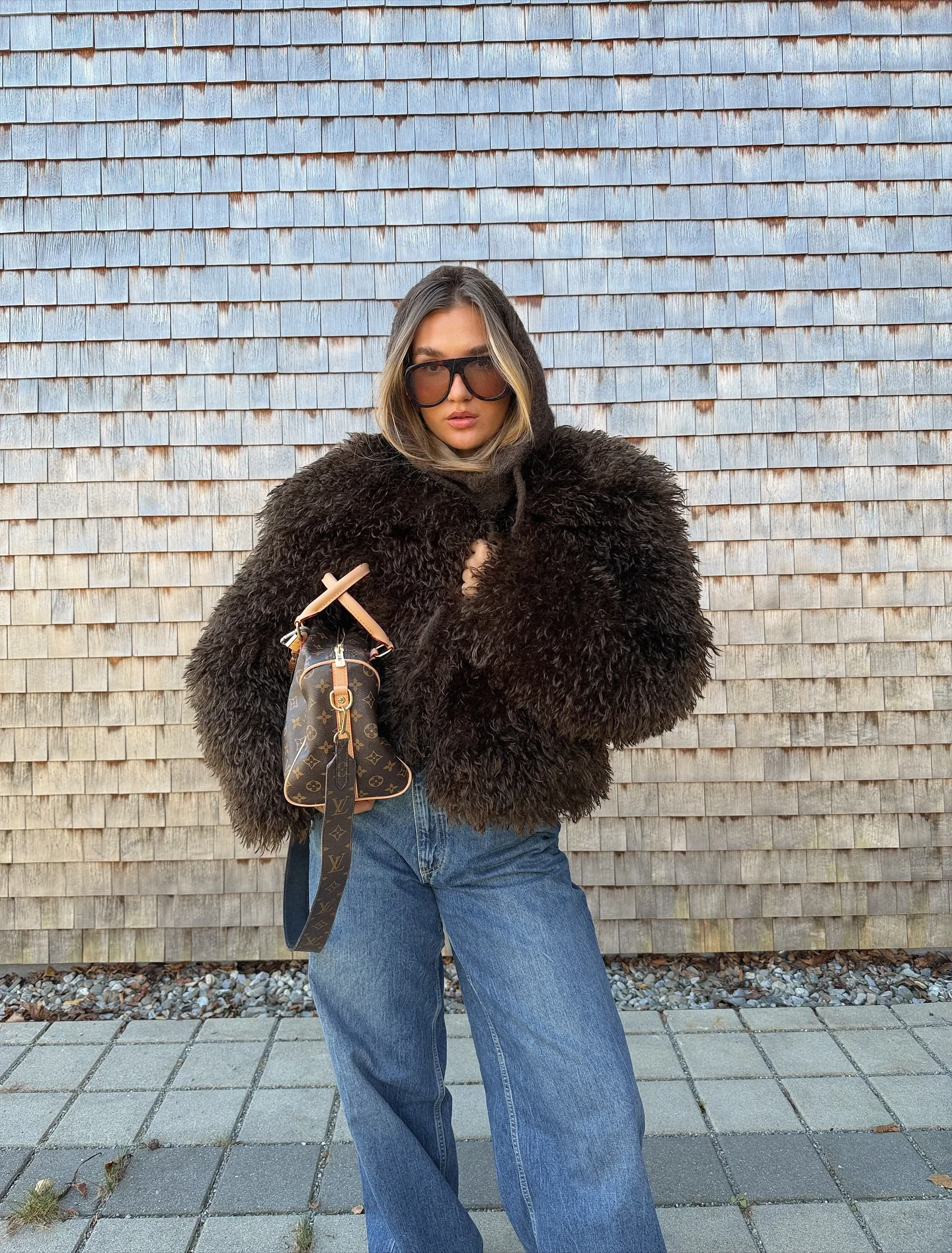 shaggy jacket Dark Faux Fur Layers Inspired By Street Style