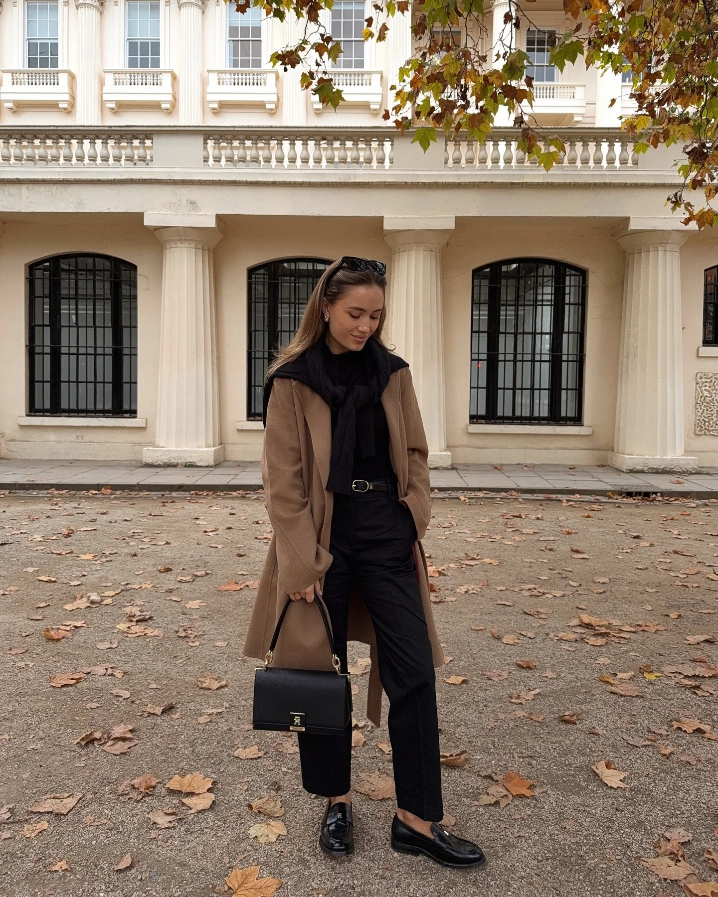 best fall outfits for women 2026 Classic Camel Coat With Black Tailored Essentials