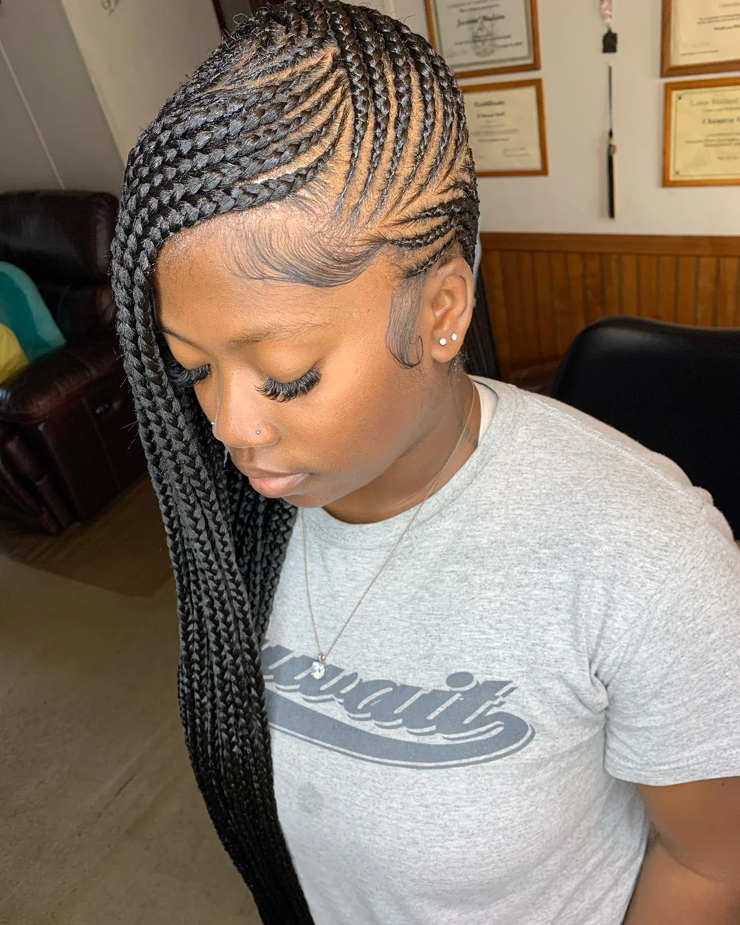 lemonade braid hairstyle Intricate Side Feed-In Braids With Dramatic Volume
