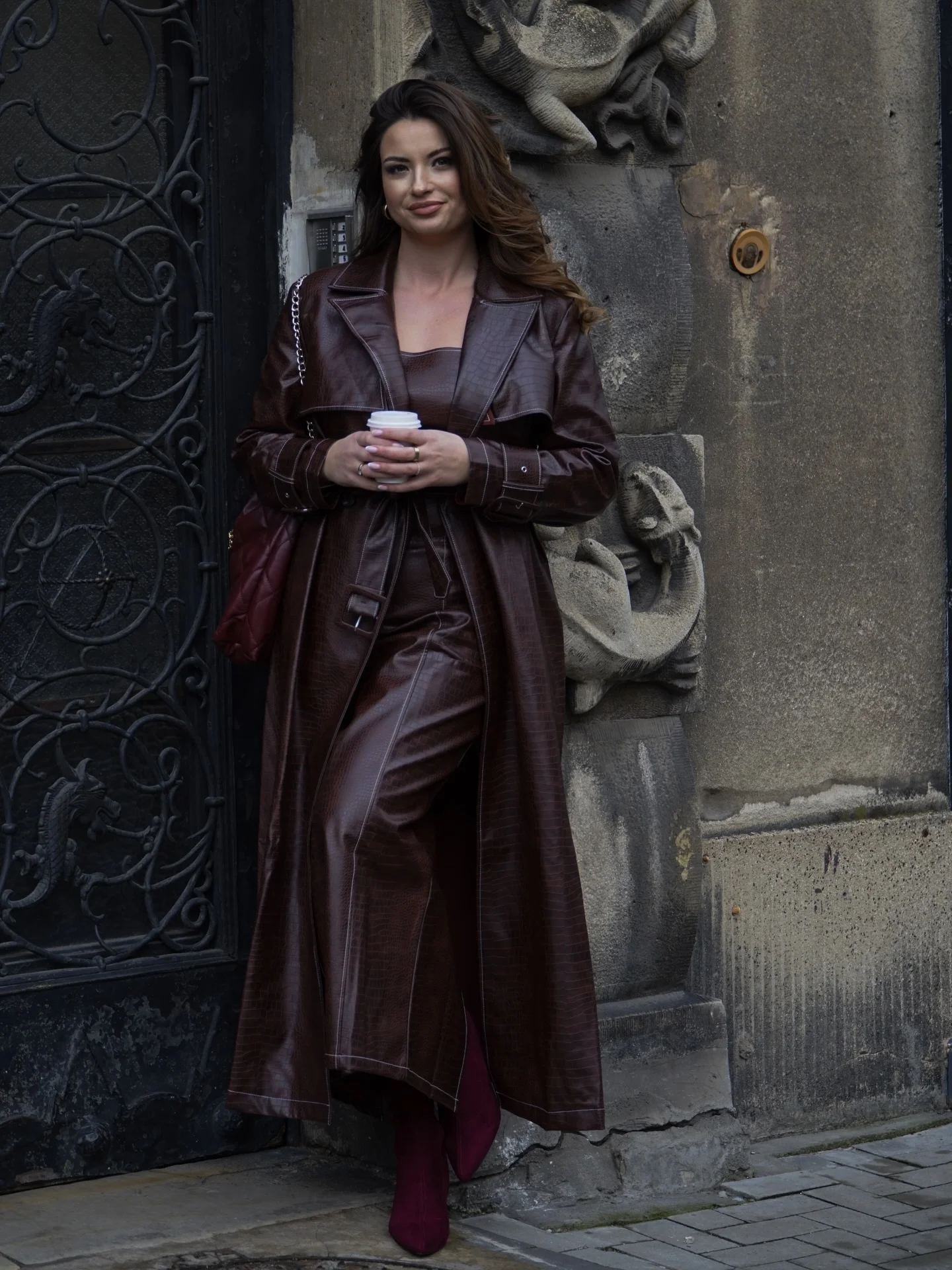 midsize fall fashion outfits 2026 Rich Chocolate Leather Layers For Elevated Autumn Evenings