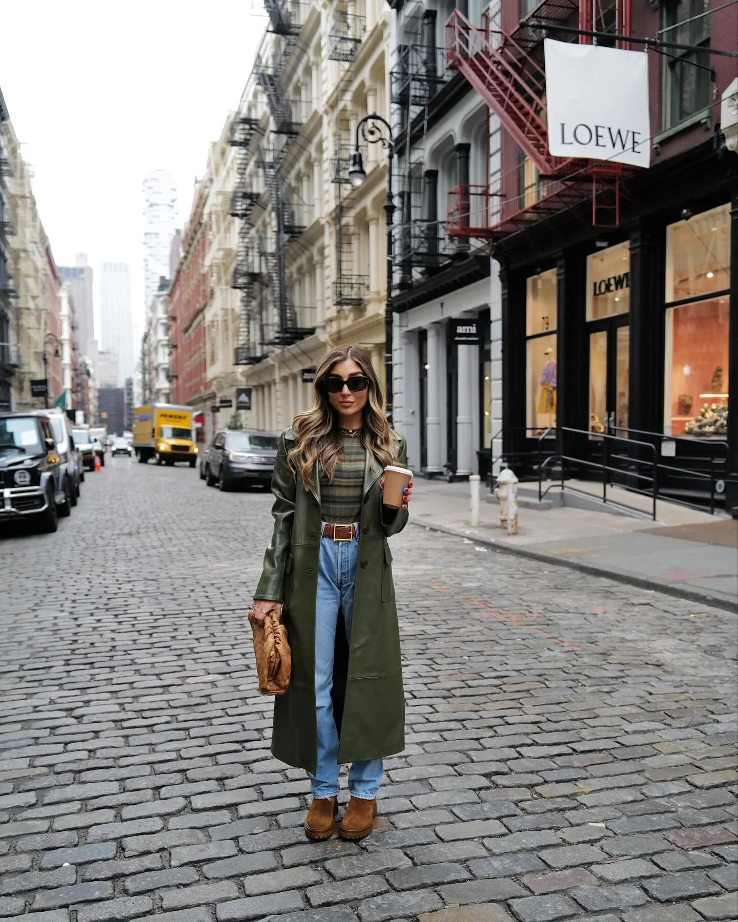 must have fall outfits 2026 Olive Leather Layers Meet Everyday Denim
