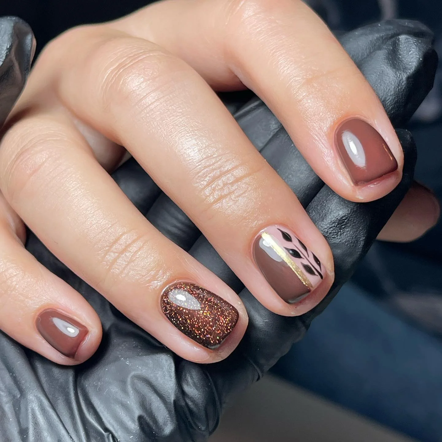 september nail designs 2026 Chocolate Minimalism With Delicate Botanical Detail