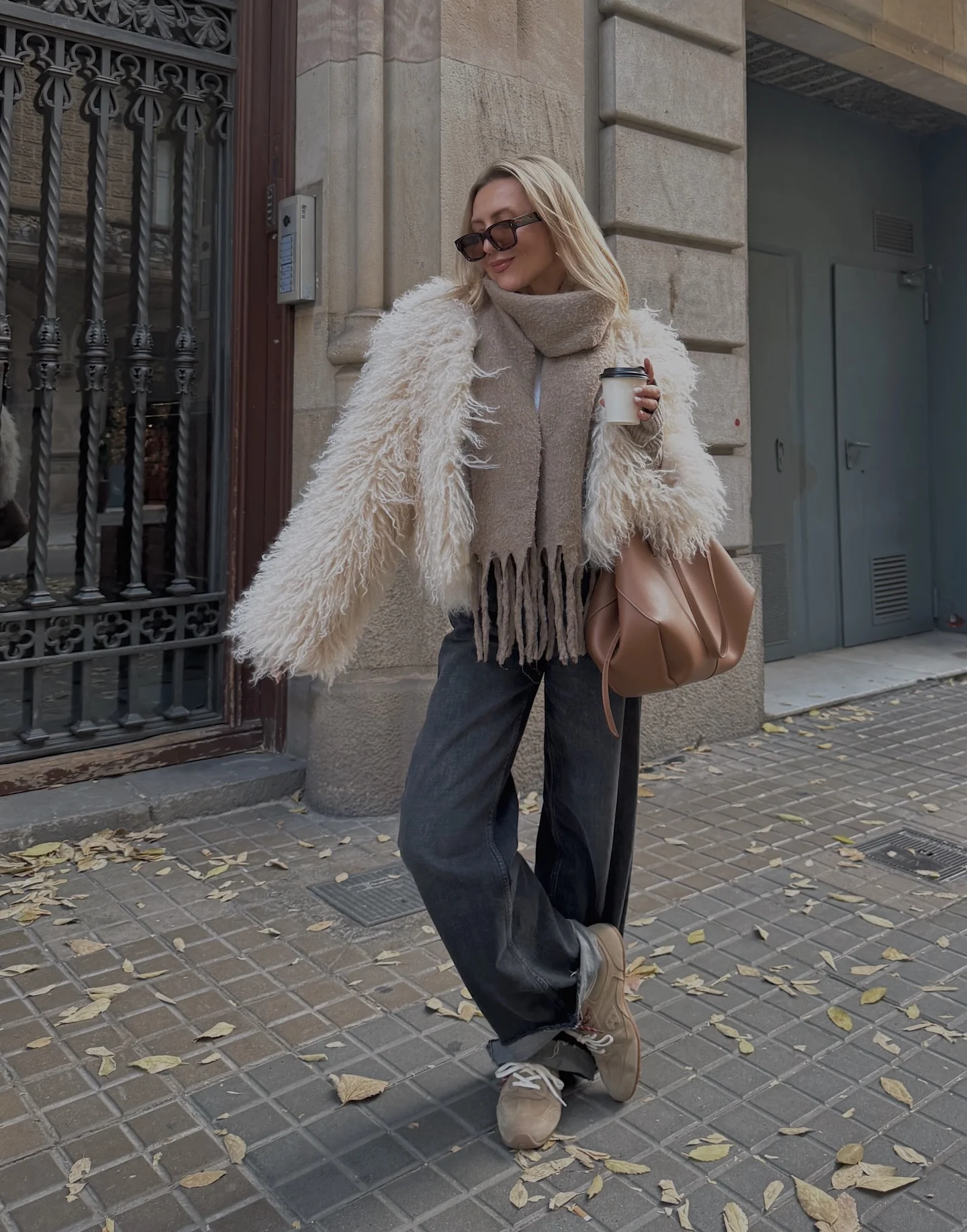shaggy jacket Soft Winter Layers With Cream Faux Fur And Neutral Accessories