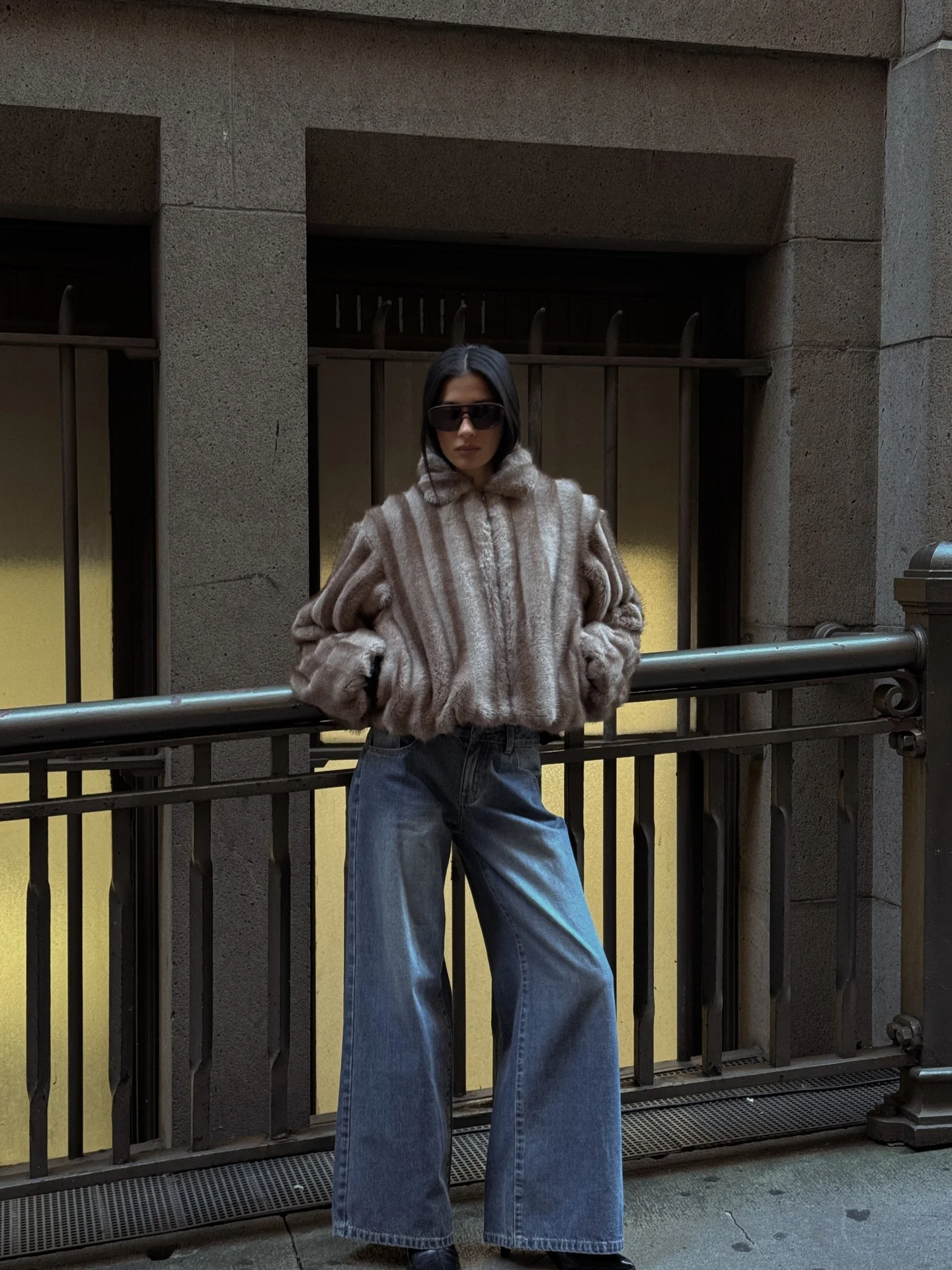 faux fur jacket Soft Neutral Faux Fur With Relaxed Denim For Everyday Chic