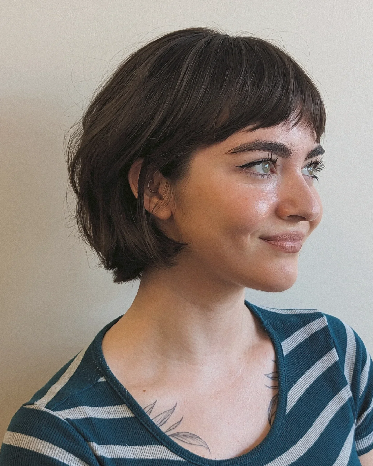 short bobbed hairstyle Relaxed Textured Bob With Wispy Fringe